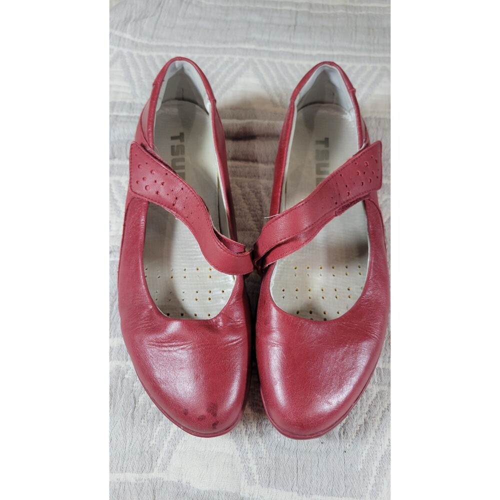Tsubo Red Leather Mary Jane Flats Women’s 9 (EU 40) | Comfort Walking Shoes‎